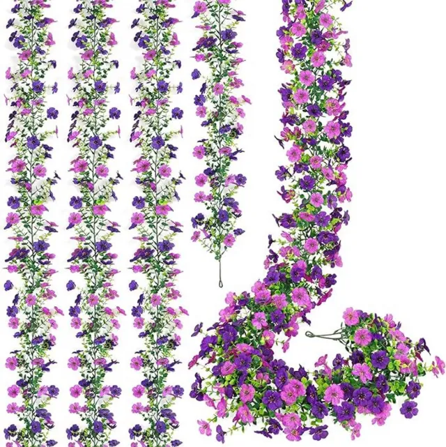 FLITI Kunstbloemenslinger – Paarse Bloemen & Eucalyptus – Kunstmatige Bloemenslinger voor Bruiloft, Feest, Tuin en Interieur – Donkerpaars & Lichtpaars – 180 cm – 4 Stuks