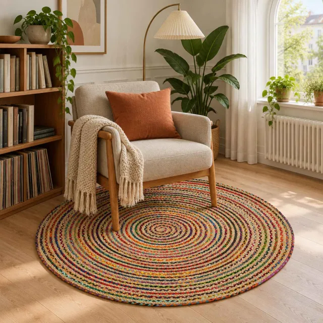 vidaXL Gebied Tapijt Multikleur Jute meerkleurig, foto 5