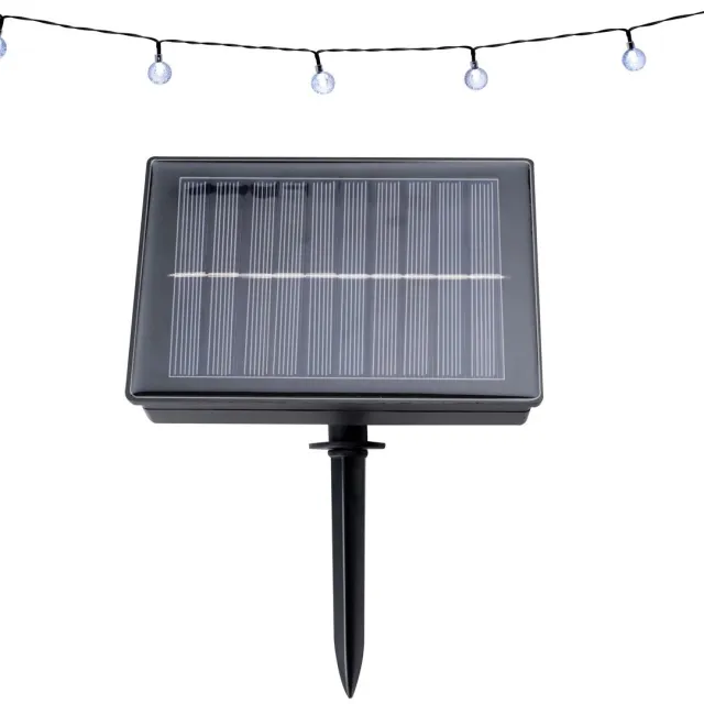 Grundig Lichtsnoer op Zonneenergie - 9 M - 50 Lampjes Lichtsnoer met Zonnepaneel - Warm Wit Licht - 8 Modi - Zwart