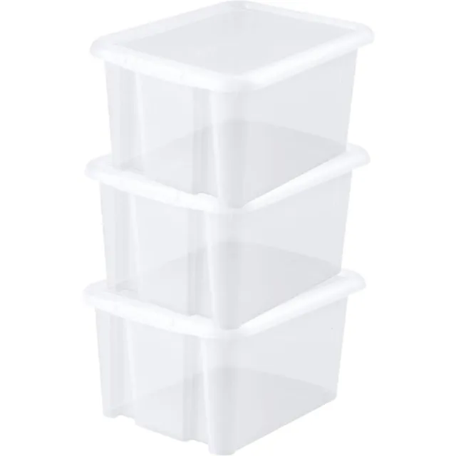 EDA Opbergbox 30L - 12x - wit - stapelbaar - L44 x B36 x H25 cm - kunststof - Bak/Doos met deksel