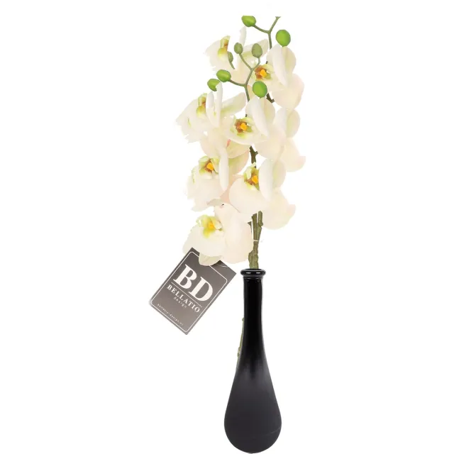 Bellatio Design Kunstbloem Orchidee Bora - 2x - wit - 58 cm - losse steel - kunst zijdebloem