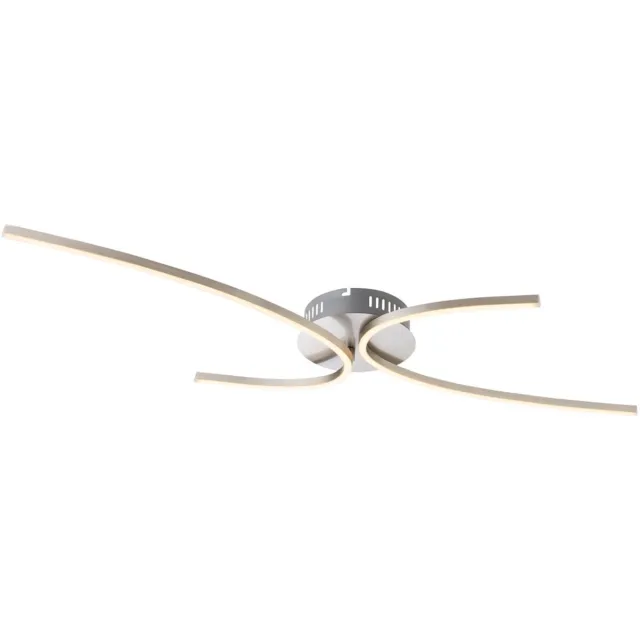 Globo Lighting LED plafondlamp zilver design lamp woonkamerverlichting modern, metaal nikkel mat, 30W 2100lm warm wit, LxH 95 x 7 cm