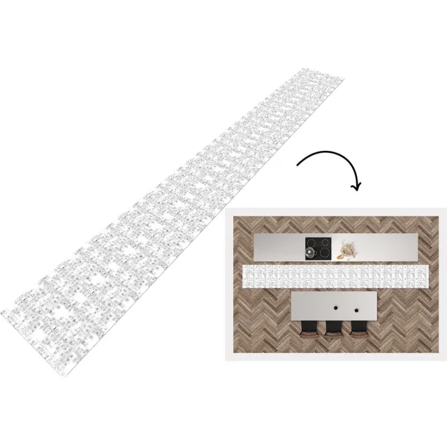 KitchenYeah Keukenloper - Keukenmat - Stadskaart - Patronen - Zwart Wit - 400x50 cm - Keuken vloerkleed - Plattegrond Zwart; Wit