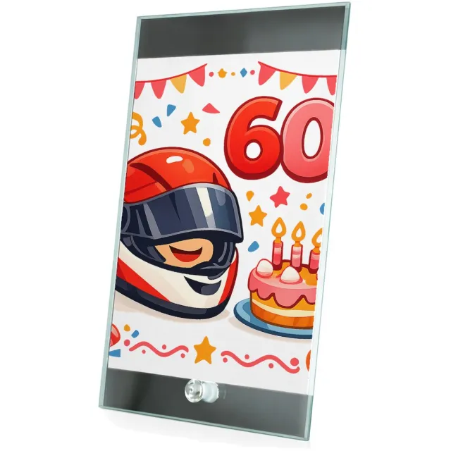 Mr Cadeautjes Glasframe 15 x 23 - design Feestelijke verjaardagsposter met een stoere hobby-illustrat | cadeau Wit