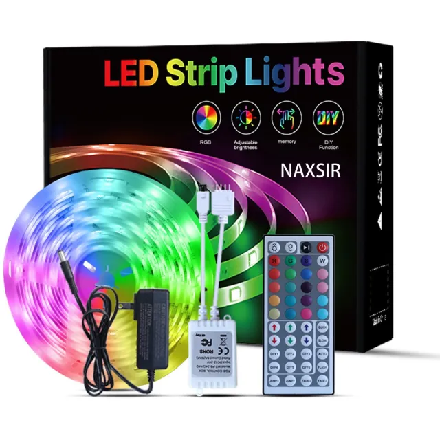 NAXSIR RGB LED-strips - 5 m - Led-strip Voor Binnen -Infraroodafstandsbediening - Met Muziekfunctie/Timerfunctie