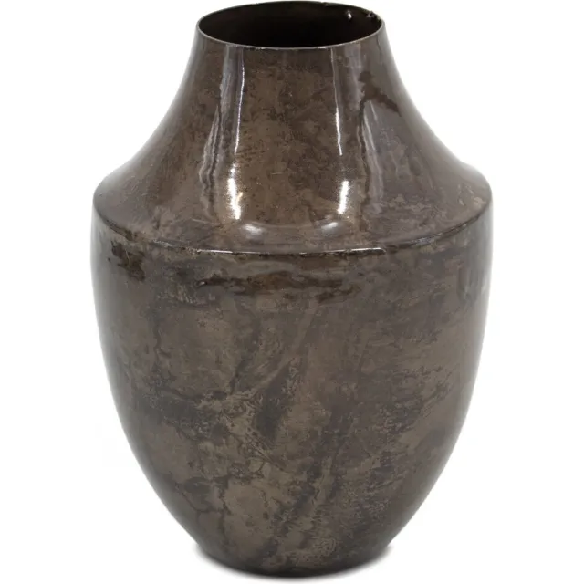 homebound by ky Kleine Vaas Bruin Marble - Metaal - 5 x 14 x 14cm - Woondecoratie