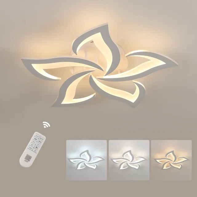 Haobosic Modern LED Plafondlamp-40W 4700LM-Dimbare 3000k-6500k -Afstandsbediening/PLC-Φ60cm 5 Louts Wit Dimbare