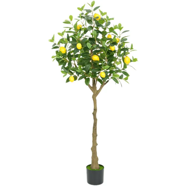 HOERFURIY Kunstmatige citroenboom 150 cm – realistische nepplant in pot – verstelbare takken – onderhoudsarm – voor thuis en kantoor groen