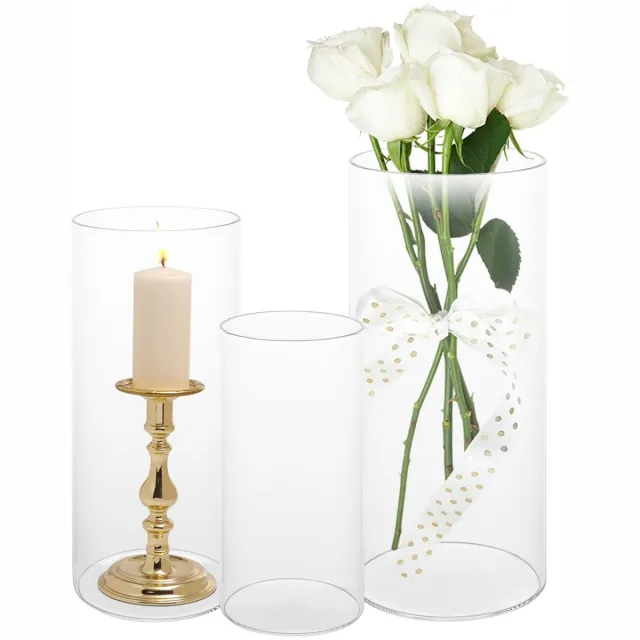Unyqoos Set van drie elegante cilindervazen voor veelzijdige tafeldecoratie Transparant