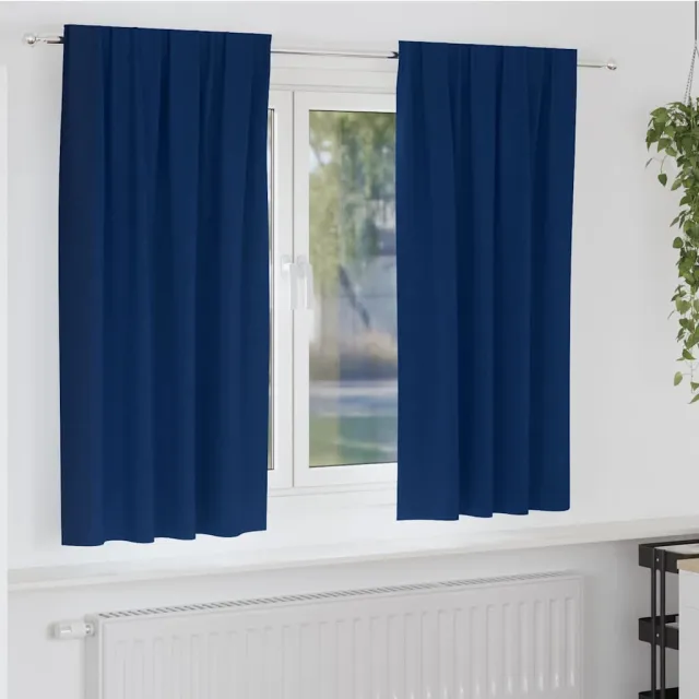 vidaXL Zwart-out Gordijnen met Ringen 2 st Donkerblauw 175 x 140 cm