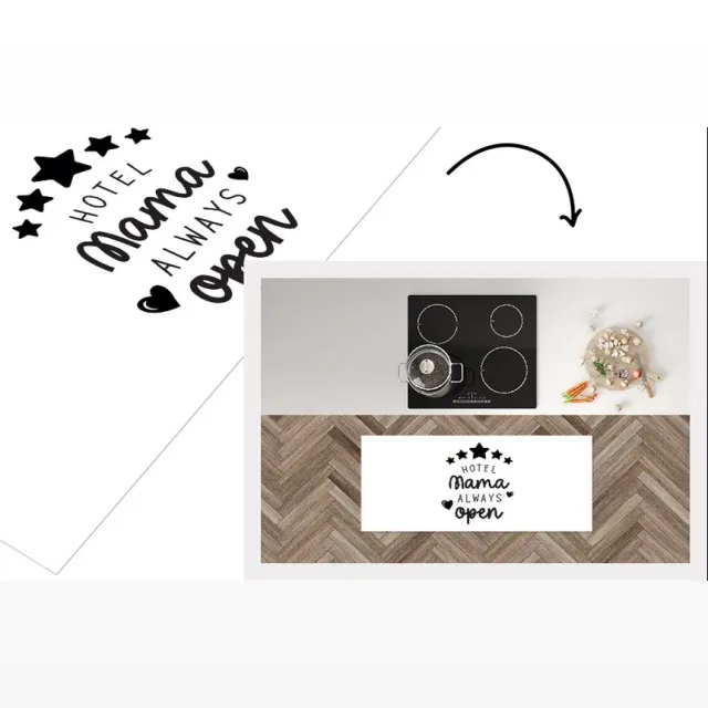 KitchenYeah Keukenloper - Loper keuken - Spreuken - Quotes Hotel Mama Always Open - Moederdag - Moeder cadeau - Zwart - Wit - Keukenloper vinyl Multicolor