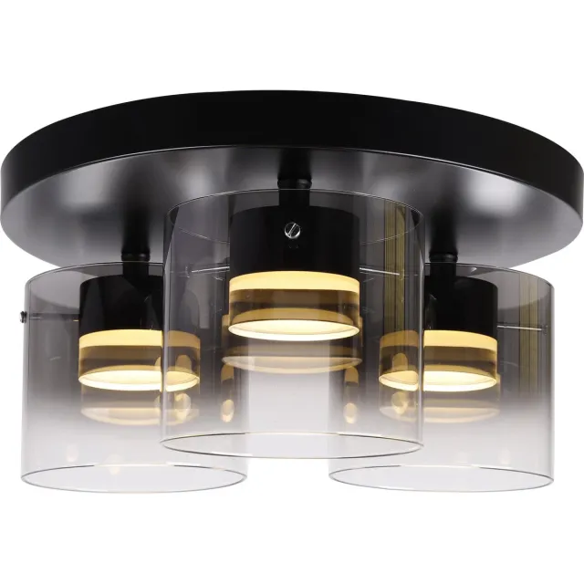 Highlight plafondlamp Salerno 3 lichts - zwart / smoke