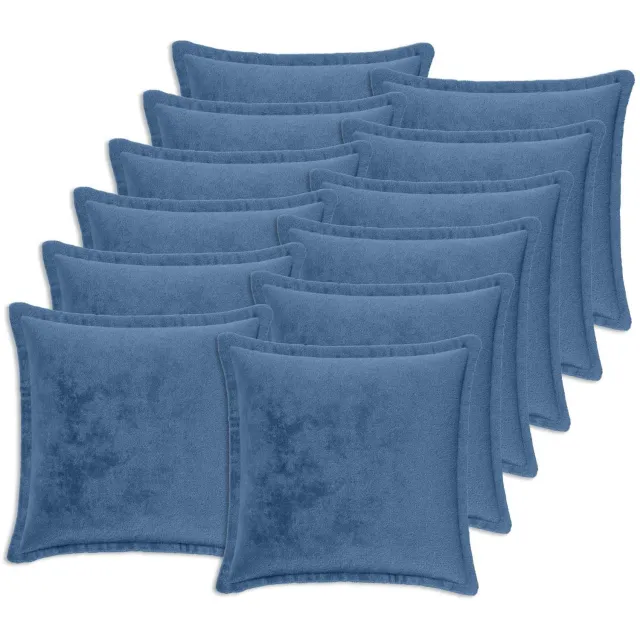 vidaXL Dekenkussen - 12 - st - HOUTEN - Lichtblauw - 40 - x - 40 - cm - Flanel