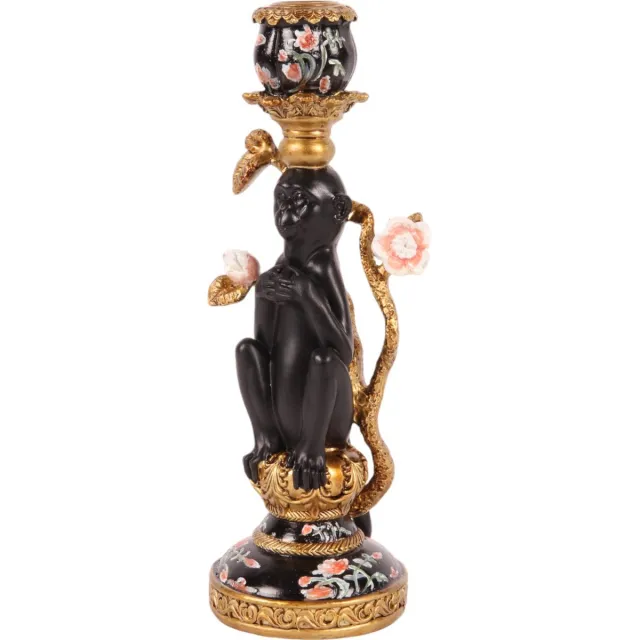Baroque Kandelaar - Kandelaar Aap 25.5 cm - Zwart - Resin - 25.5x9x9 - Polyresin Black