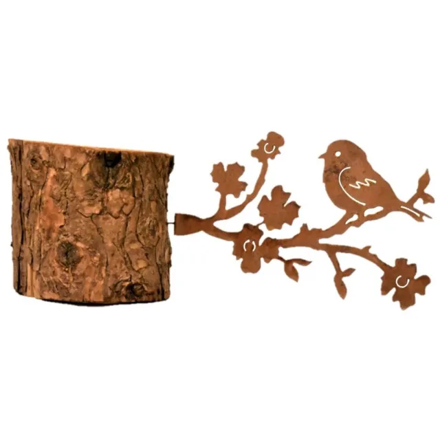 Iron Art Boomdecoratie mus- boomschroef - boomprikker - boomdecoratie - tuindecoratie - metal - bird - tuinsieraad - cortenstaal 33x1x20 cm Roest bruin geel oranje