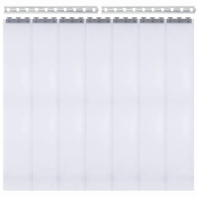 Zoranta PVC Strokengordijn 7-delige set transparant 2m x 18cm x 2mm met ophangrail en bevestigingsmateriaal