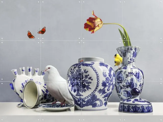 IXXI Royal white, Sander van Laar - 80 x 60 cm - Grote wanddecoratie en posters - Klassiek, Fotografie, Decoratieve kunsten, Eetkamer, Woonkamer Blauw / Lichte tinten