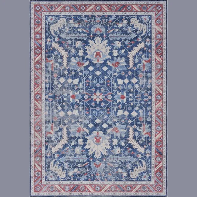 Vercai Rugs Fenix Collectie - Laagpolig Vloerkleed - Modern Tapijt met Vintage Ontwerp - Chenille - 120x180 cm Blauw