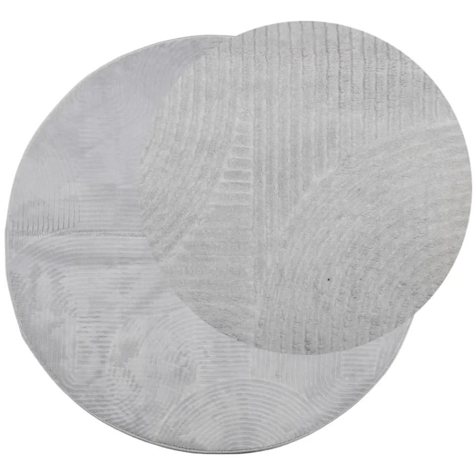 vidaXL Vloerkleed IZA laagpolig Scandinavisch Ø 100 cm grijs