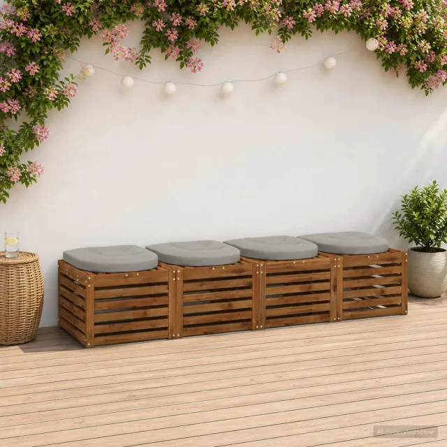 vidaXL 4-Piece Zitkussens 4 st 100% Polyester Grijs 45 x 45 x 5 cm