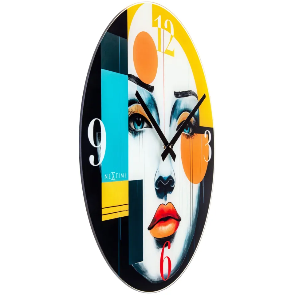 NeXtime Wandklok 43cm-Stil-Multicolor-Glas-NeXtime 'Vogue'