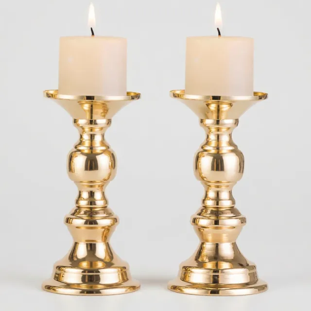 RALA Nuptio Set van 2 Gouden Pilaarkandelaars voor 50mm Kaarsen - Metalen Tafelkandelaars voor Bruiloften, Feesten en Evenementen