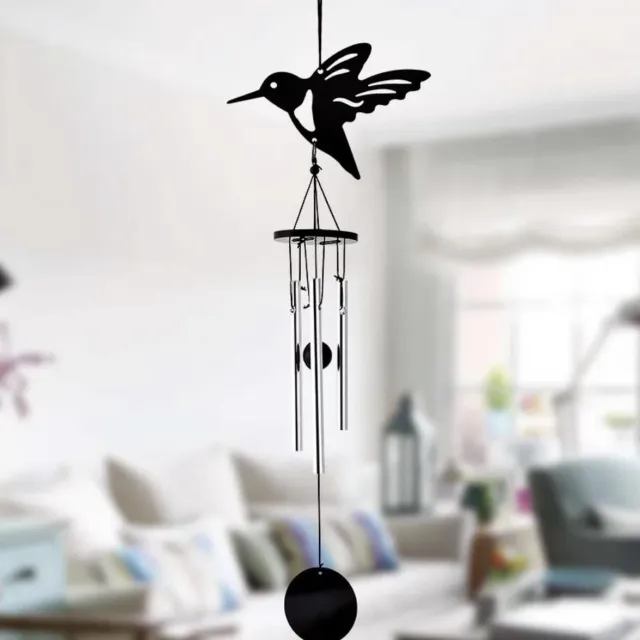 Nature's Melody OT14HB Garden Ornament tunes hummingbird 14" /38cm Musical Ornament Windchime mini windgong kolibrie met rustgevend geluid. Zwart & zilver