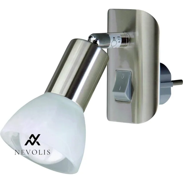 Nevolis Leeslamp stekkerlamp - draai- en zwenkbaar - mat nikkel - E14 25 watt . multi-color