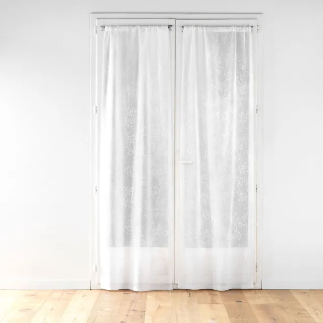 Douceur d intérieur Douceur d'intérieur - Set vitrages met bladmotief KARLA, 70 x 240 cm Wit