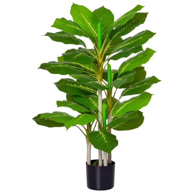 ZYLARO Kunstboom - Kunstplant - 95 cm - 33 bladeren - Inclusief pot - Voor de woonkamer groen en zwart