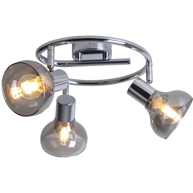 Globo Plafondlamp eetkamerlamp plafondlamp woonkamerlamp keukenlamp, spots beweegbaar 3 vlammen, metaal glas chroom, E14, D 25 cm zilver