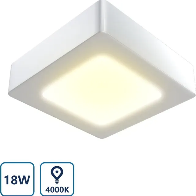 Aigostar LED Plafonnière - Vierkante plafondlamp - 18W vervangt 90W - Lichtkleur optioneel Wit