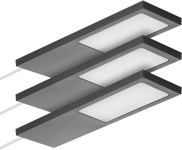Sotech set van 3 LED-meubellampen GIULIA II zonder sensor zwart, 2700K warm wit incl. transformator & verdeler Onderkastverlichting