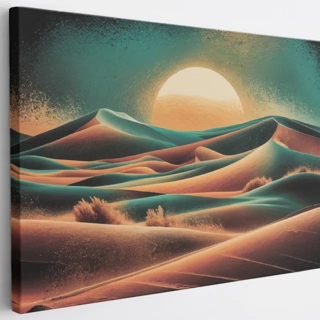 Saammp Canvas Schilderij - landschap met zon - Abstract - 100x75 - Foto op canvas - Wanddecoratie - Muurdecoratie Woonkamer - Slaapkamer decoratie - Canvas Print Multicolor