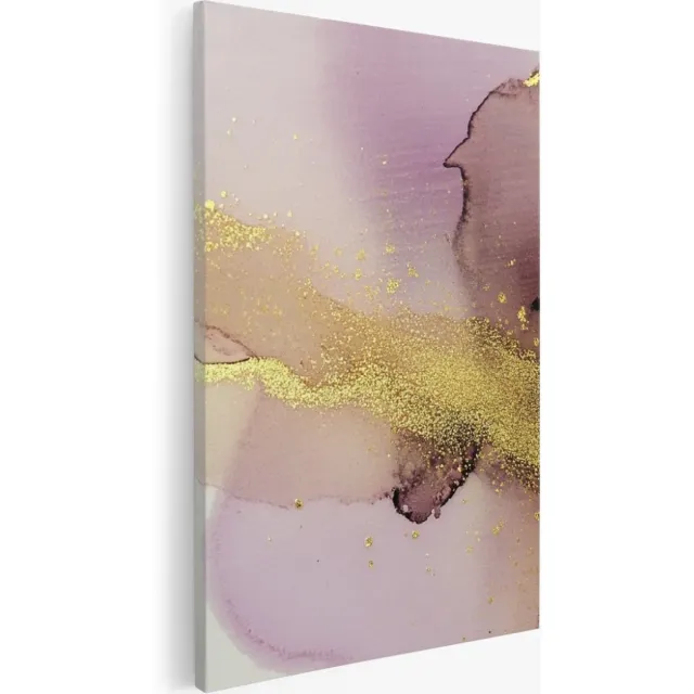 Saammp Canvas Schilderij - Marmer - Roze - Abstract kunstwerk - 100x150 - Foto op canvas - Wanddecoratie - Muurdecoratie Woonkamer - Slaapkamer decoratie - Canvas Print Multicolor