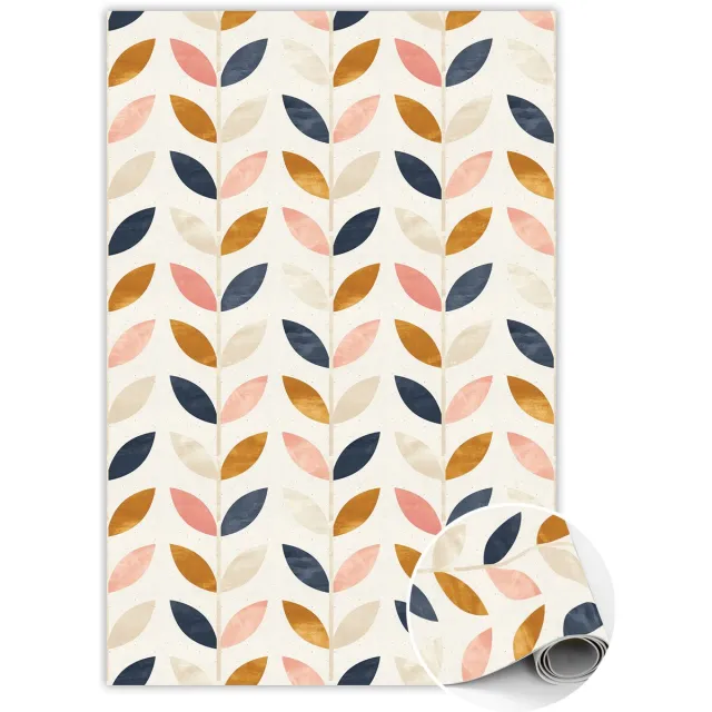 TULUP Vinyl Tapijt - Kleine bladeren PVC Vloer Mat - 140 x 210 cm - Geel Tapijt Vinyl - Vinyl Vloerkleed - Binnen Tapijt - Kantoortapijt - Woonkamertapijt Geel Kleine Bladeren