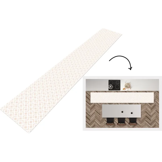 KitchenYeah Keukenloper - Keukenmat - Patronen - Abstract - Beige - Geometrie - Keuken vloerkleed