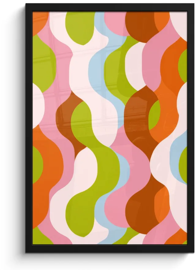 FrameYourWall Poster in lijst - Fotolijst 40x60 cm - Posters - Abstract - Vormen - Roze - Posterlijst zwart - Decoratie - Wanddecoratie woonkamer - Muurdecoratie slaapkamer