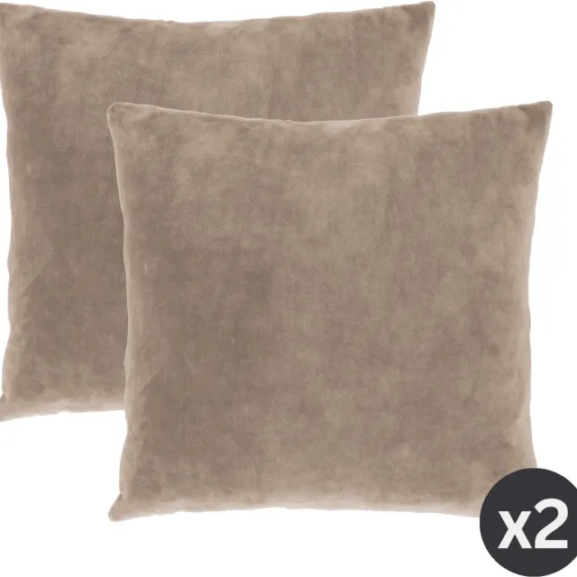 Tiseco Home Studio - Kussen (gevuld) MARSHMALLOW - SET/2 - polyester - teddyvulling - super zacht - Vierkant - 45x45 cm - Taupe