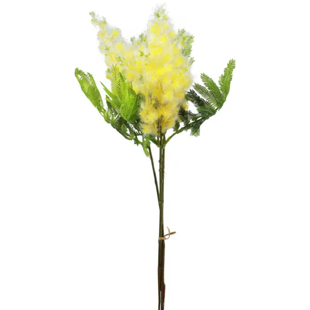 Viana Kunstplant Zilver Acacia Mimosa Geel Bloeiend 53cm 3 Stuks