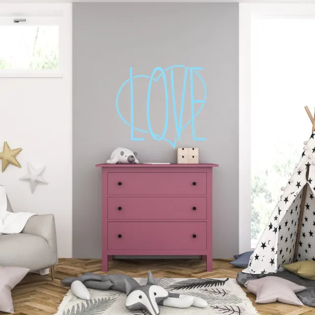 MC Living Muursticker - Love - 40,6 x 43,4 - Licht Blauw