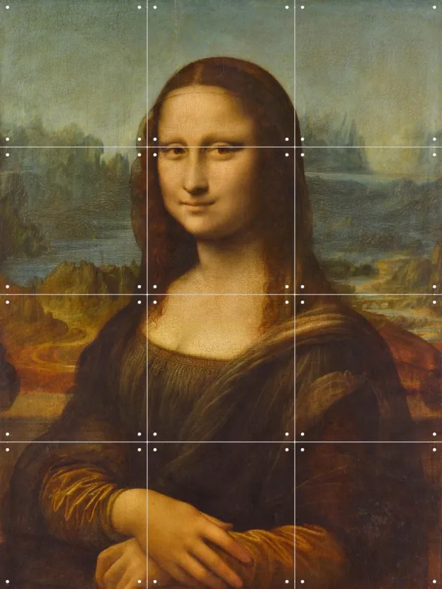 IXXI Mona Lisa, Leonardo da Vinci & Bridgeman Images - 60 x 80 cm - Grote wanddecoratie en posters - Olieverf, Naturalisme, Realisme, Klassiek, Gang Bruin / Donkere tinten / Koele tinten / Groen / Beige