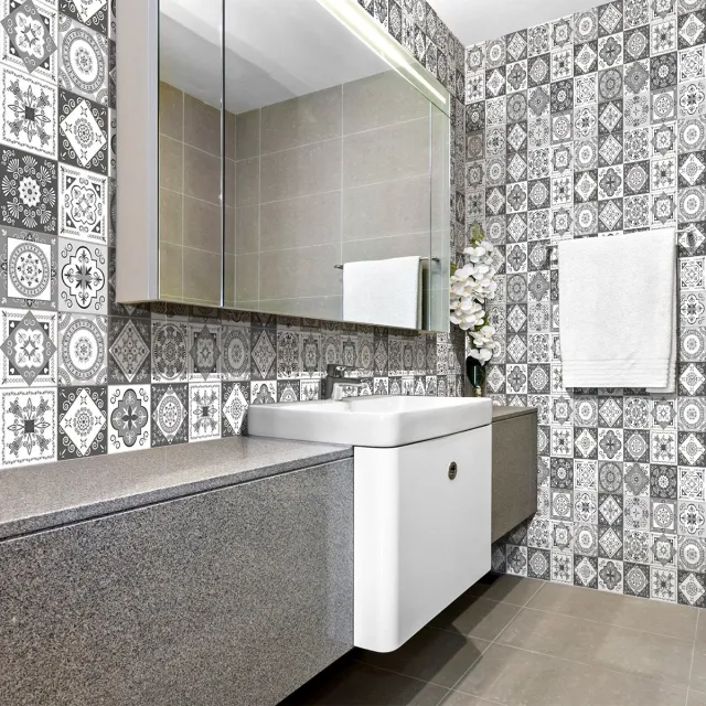 Ambiance Sticker Zelfklevende tegelmuurstickers voor keuken en badkamer - 60 Veronika Azulejos tegelstickers - 60 stickers, 20x20cm Multi color