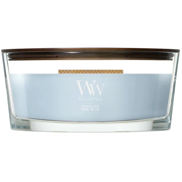 Woodwick Hearthwick - Lakeside Mist - Ellipse Geurkaars - 50 branduren Blauw