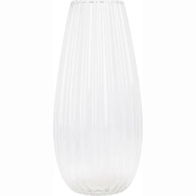 Home & Styling Vaas Felicia - glas met streep relief - transparant - D17 x H37 cm