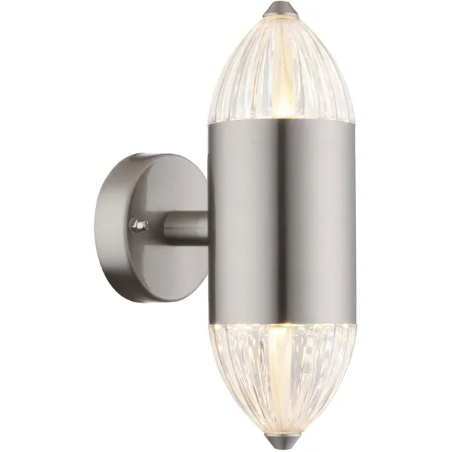 Globo Buiten wandlamp zilver LED tuinlamp gevelverlichting Up Down voordeurlamp, 11W 750lm warm wit, DxH 8 x 21 cm, Globo 34005W1