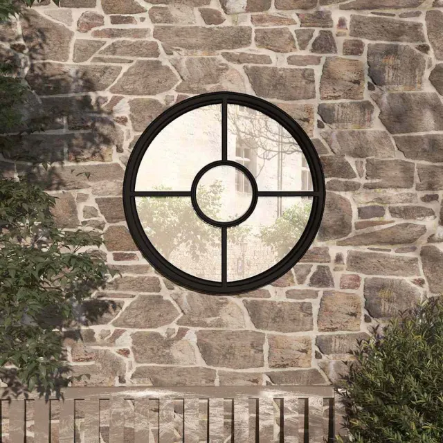 vidaXL Tuinspiegel rond 60x4 cm ijzer zwart