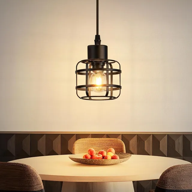 Glitzerlife Hanglampen - Retro Industriële Stijl - 1xE14 - Hoogte Verstelbaar - IJzer Materiaal - Ø10cm - Zwart LED - Hanglamp Eetkamer Woonkamer Retro Mat Zwart