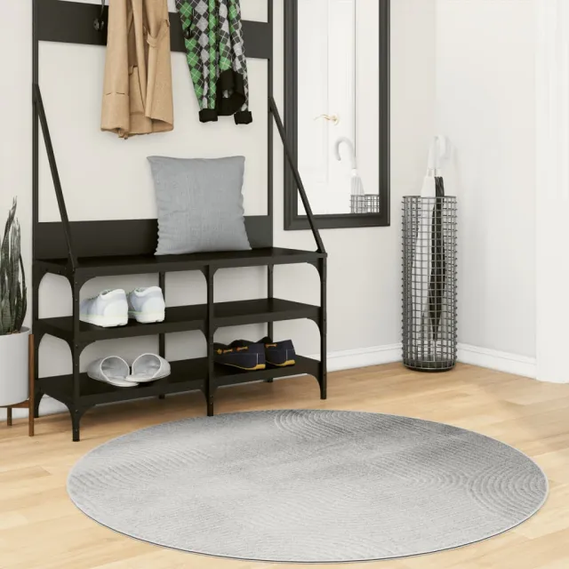 vidaXL Vloerkleed IZA laagpolig Scandinavisch Ø 120 cm grijs, foto 2