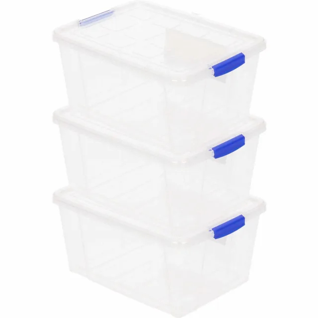 PLASTICFORTE Opbergbox met deksel - 3x - 1 liter - transparant - kunststof - opbergkist mat transparant